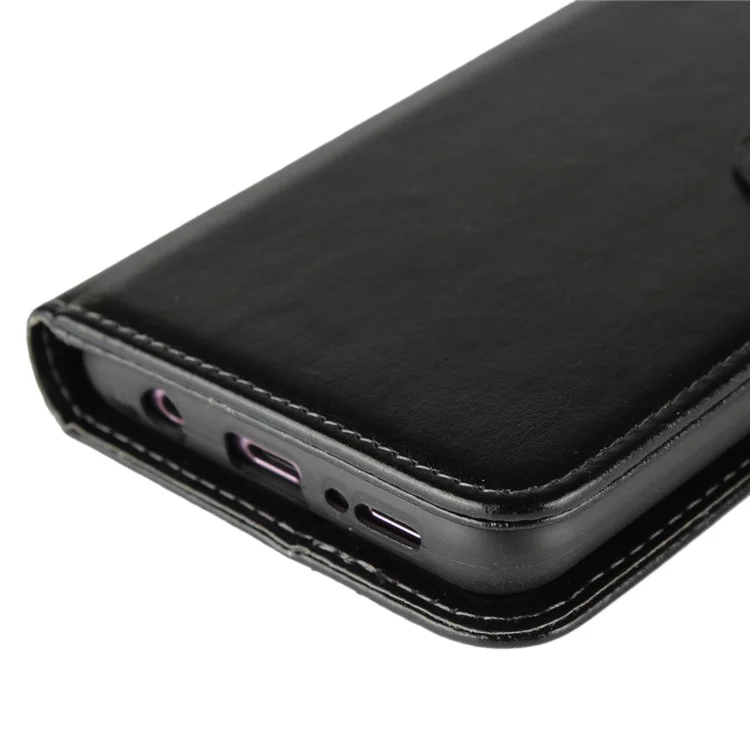 Detachable 2-in-1 Crazy Horse Leather Wallet Shell + TPU Back Case for Samsung Galaxy S9+ SM-G965 - Black