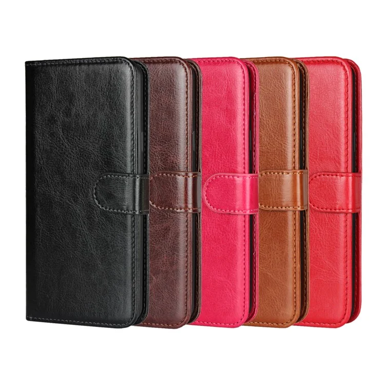 Detachable 2-in-1 Crazy Horse Leather Wallet Shell + TPU Back Case for Samsung Galaxy S9+ SM-G965 - Black