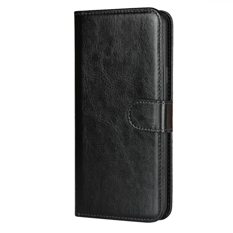 Detachable 2-in-1 Crazy Horse Leather Wallet Shell + TPU Back Case for Samsung Galaxy S9+ SM-G965 - Black