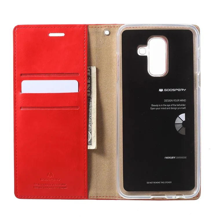 MERCURY GOOSPERY Blue Moon Leather Wallet Case for Samsung Galaxy A6 (2018) - Red