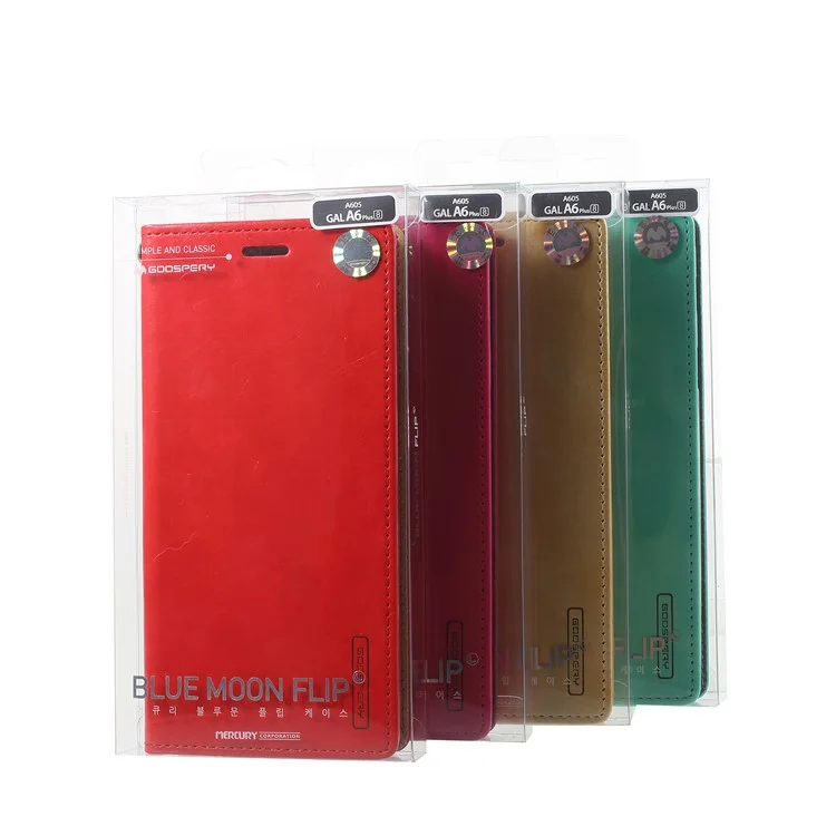 MERCURY GOOSPERY Blue Moon Leather Wallet Case for Samsung Galaxy A6 (2018) - Red