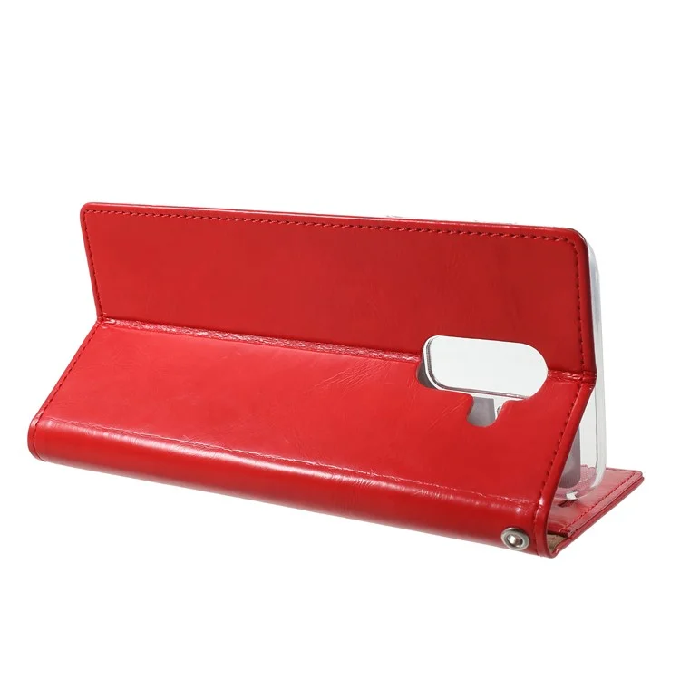 MERCURY GOOSPERY Blue Moon Leather Flip Mobile Case for Samsung Galaxy A6+ (2018) / A9 Star Lite - Red