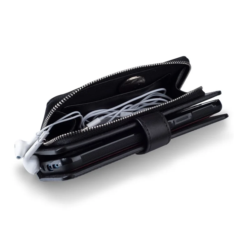 Detachable Magnetic 2-in-1 Zippered Wallet Leather Case for Samsung Galaxy S9 SM-G960 - Black