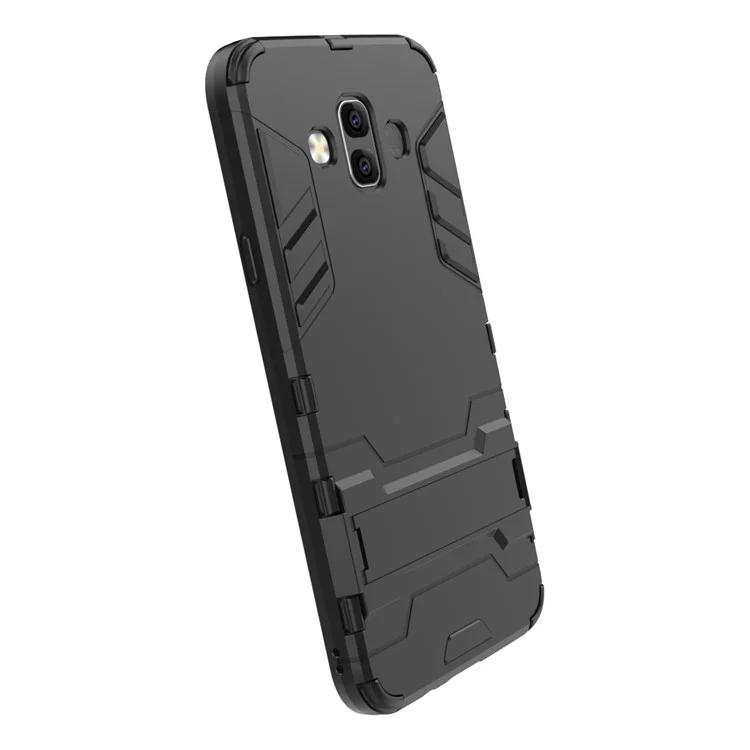 Black - Cool Guard PC TPU Combo Mobile Casing with Kickstand for Samsung Galaxy J7 Duo