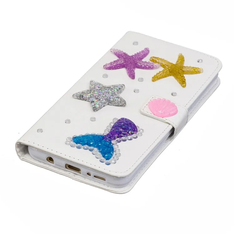 Sea Stars - For Samsung Galaxy S9+ G965 Rhinestone Decor PU Leather Wallet Stand Cover Shell