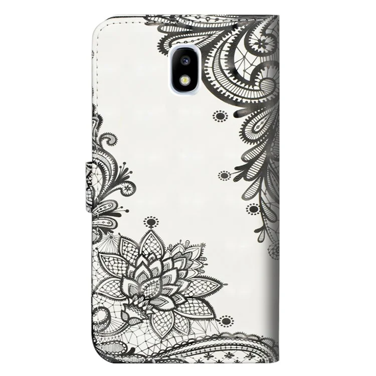 Lace Flower - Pattern Printing Wallet Leather Protection Phone Case Cover Shell for Samsung Galaxy J3 (2018) J337 / J3 Star