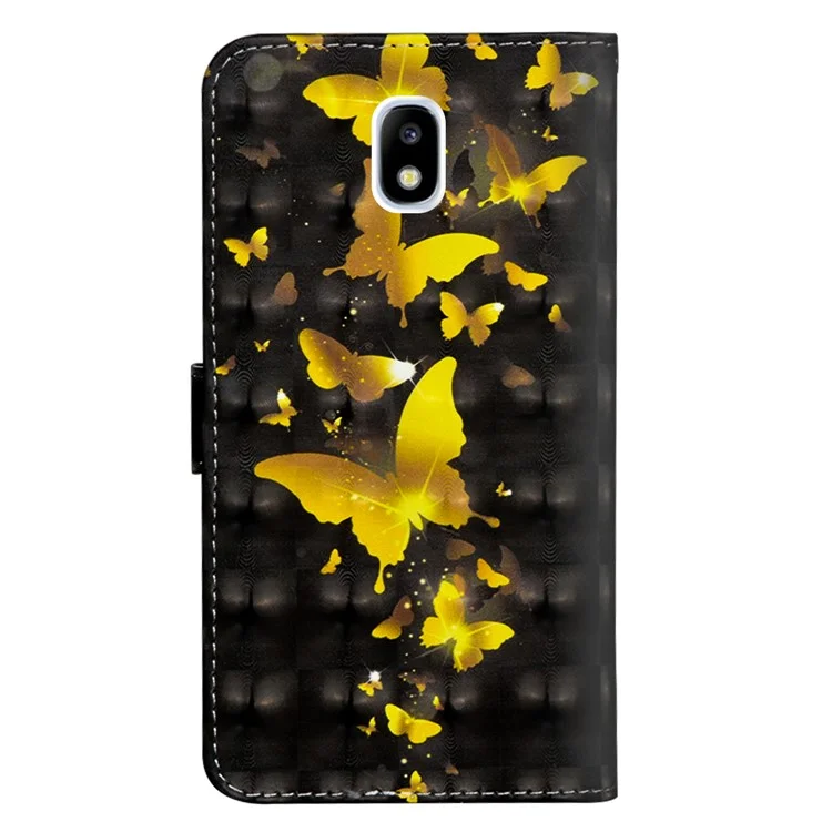 Gold Butterfly - Pattern Printing Light Spot Decor Wallet Stand Leather Flip Mobile Phone Case for Samsung Galaxy J7 (2018) J737