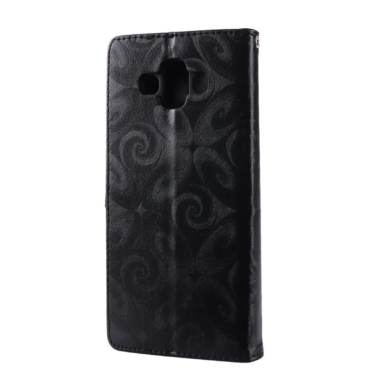 Black - Spiral Texture Hearts Quick Sand Leather Wallet Mobile Phone Case for Samsung Galaxy J7 Duo