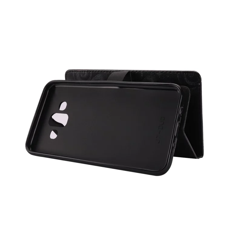 Black - Spiral Texture Hearts Quick Sand Leather Wallet Mobile Phone Case for Samsung Galaxy J7 Duo
