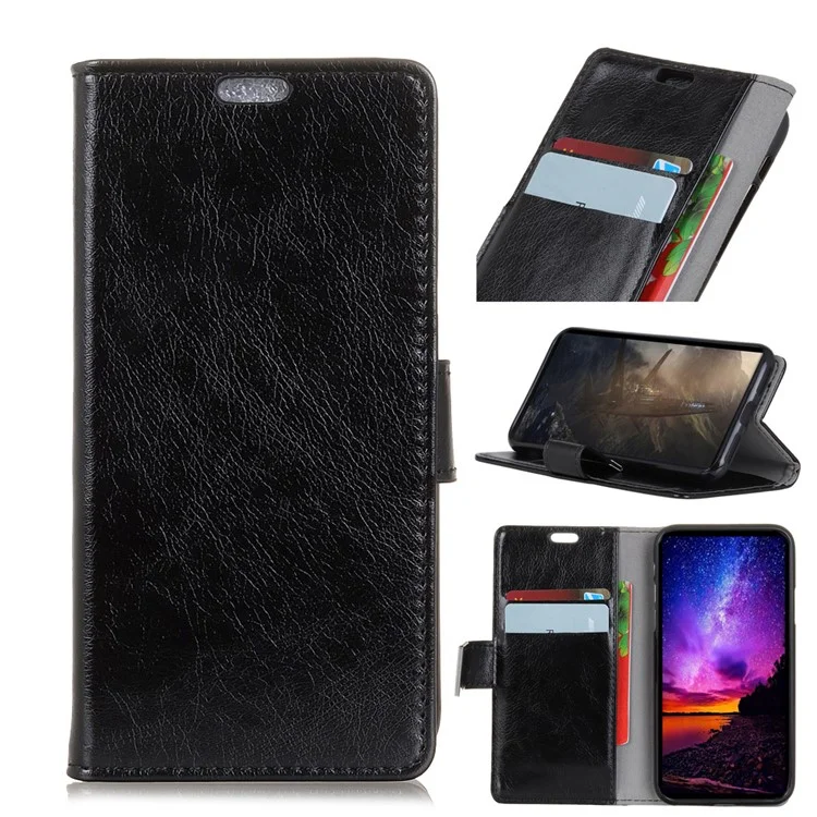 Black - For Samsung Galaxy J3 (2018) J337 / J3 Star Nappa Texture PU Leather Wallet Stand Mobile Phone Case