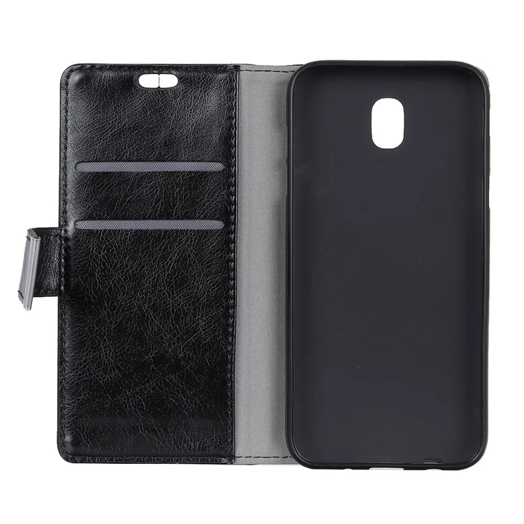Black - For Samsung Galaxy J3 (2018) J337 / J3 Star Nappa Texture PU Leather Wallet Stand Mobile Phone Case