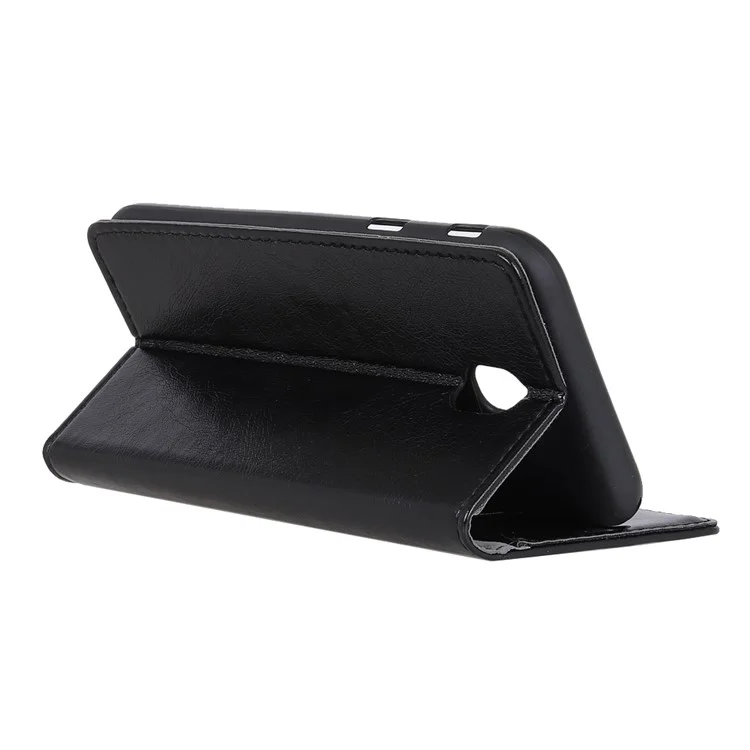 Black - For Samsung Galaxy J3 (2018) J337 / J3 Star Nappa Texture PU Leather Wallet Stand Mobile Phone Case