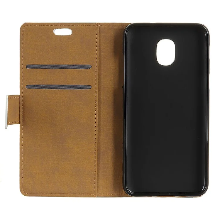 Pattern Printing PU Leather Wallet Stand Mobile Case for Samsung Galaxy J3 (2018) J337 / J3 Star - Eiffel Tower and Quill-pen