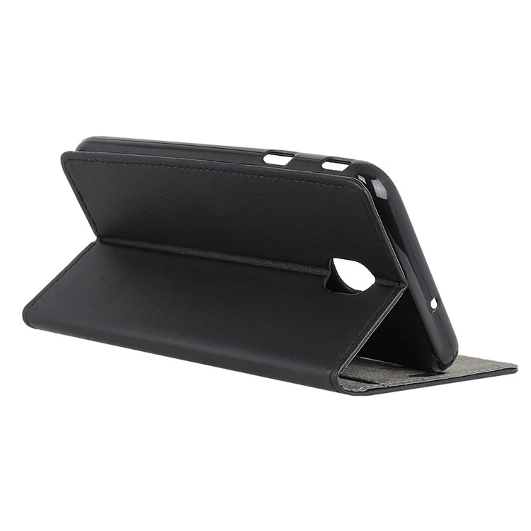 Folio Flip PU Leather Magnetic Wallet Cell Phone Cover for Samsung Galaxy J7 (2018) J737 - Black