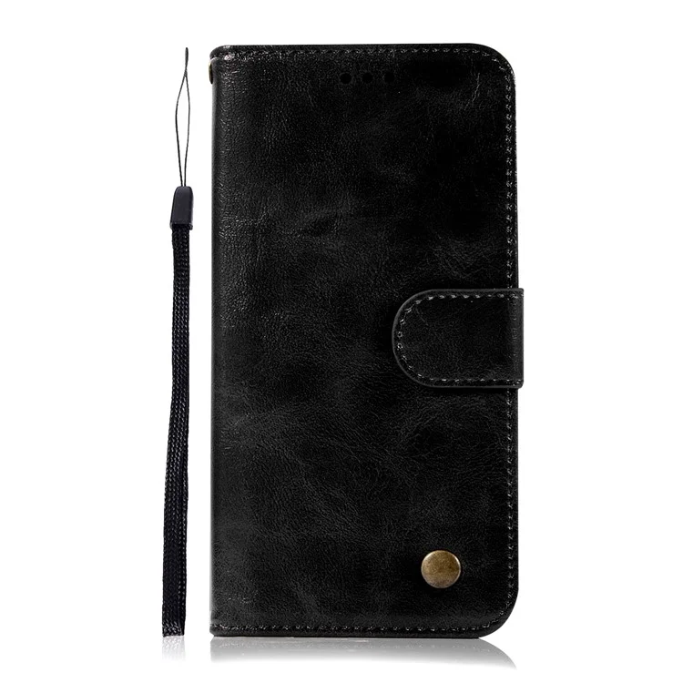 Retro Style PU Leather Folio Flip Cell Phone Case for Samsung Galaxy J6 (2018) - Black