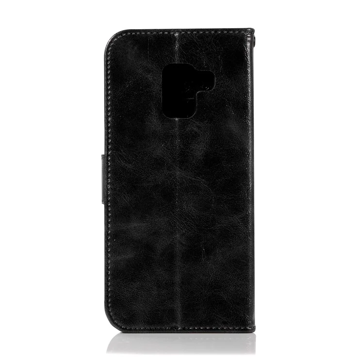 Retro Style PU Leather Folio Flip Cell Phone Case for Samsung Galaxy J6 (2018) - Black