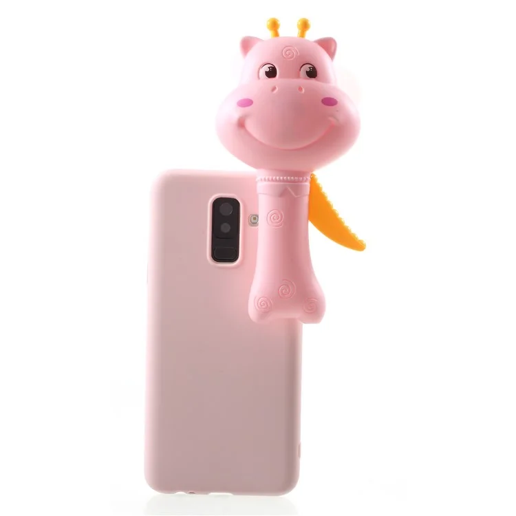 3D Cartoon Deer Soft TPU Jelly Phone Cover with Fan for Samsung Galaxy A6 (2018) - Pink