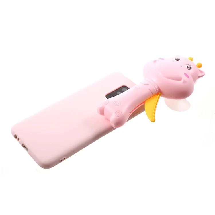 3D Cartoon Deer Soft TPU Jelly Phone Cover with Fan for Samsung Galaxy A6 (2018) - Pink
