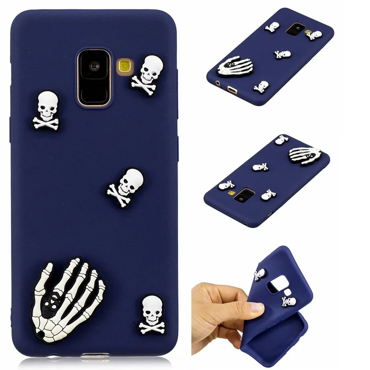 3D Cute Silicone Doll Pattern TPU Back Case for Samsung Galaxy A8 (2018) - Skull
