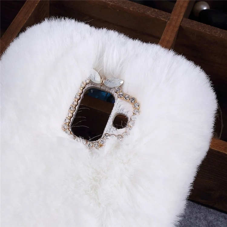 Soft Fur Coated Rhinestone TPU Case for Samsung Galaxy A6 (2018) - White