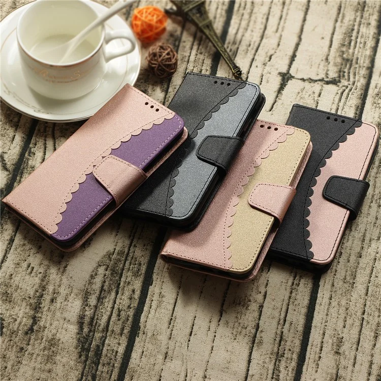Bi-color Splicing PU Leather Wallet Cover Case for Samsung Galaxy S9 SM-G960 - Black / Grey