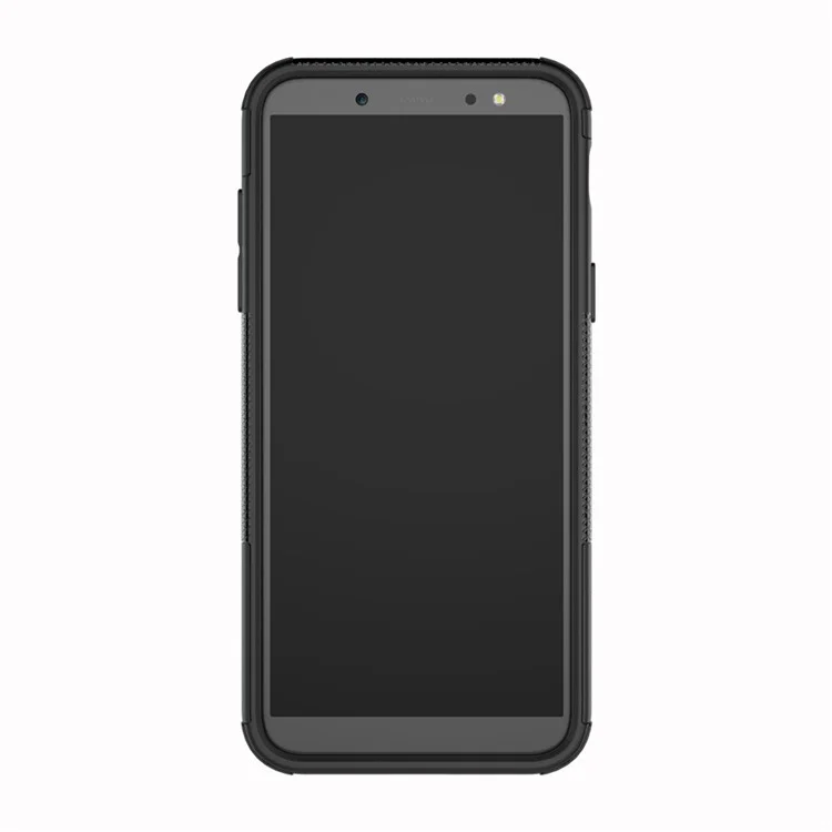 Anti-slip PC + TPU Hybrid Case with Kickstand for Samsung Galaxy A6 (2018) - Black