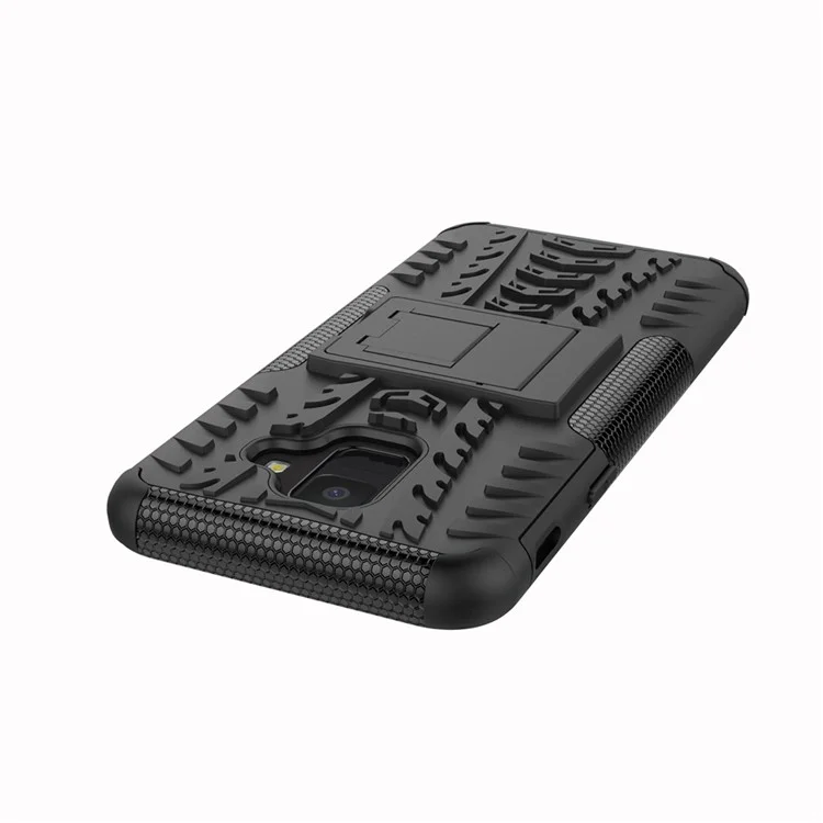 Anti-slip PC + TPU Hybrid Case with Kickstand for Samsung Galaxy A6 (2018) - Black