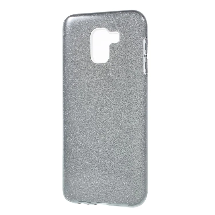 3-in-1 Glittery Powder Paper TPU + PC Hybrid Case for Samsung Galaxy J6 (2018) - Grey