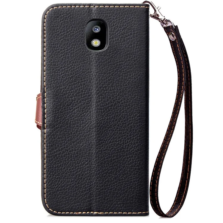 Leaf Shape Magnetic Flap Leather Wallet Case for Samsung Galaxy J7 (2018) J737 - Black