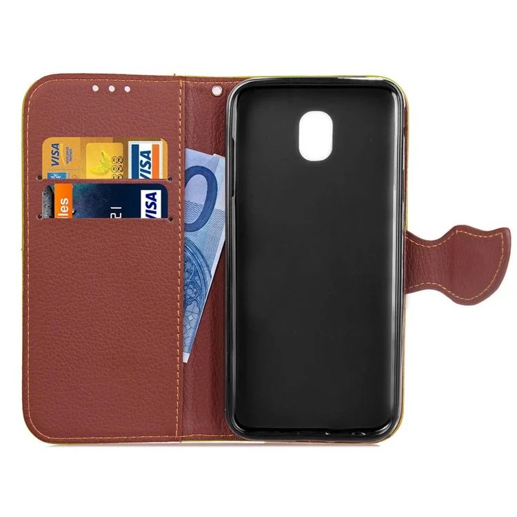 Leaf Shape Magnetic Flap Leather Wallet Case for Samsung Galaxy J7 (2018) J737 - Black