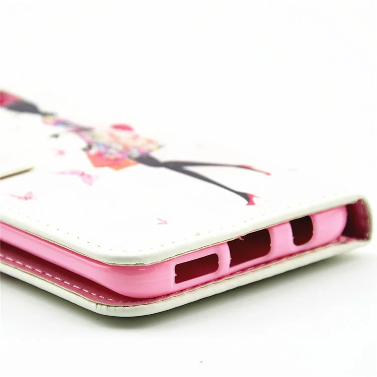 Rhinestone Leather Flip Case for Samsung Galaxy S7 Edge - Beauty in Flowered Dress Butterflies