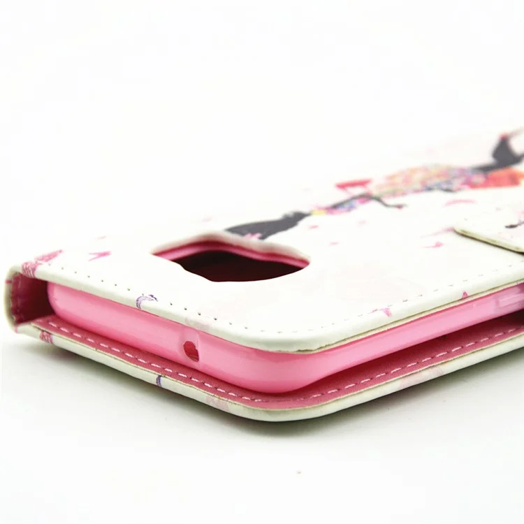 Rhinestone Leather Flip Case for Samsung Galaxy S7 Edge - Beauty in Flowered Dress Butterflies