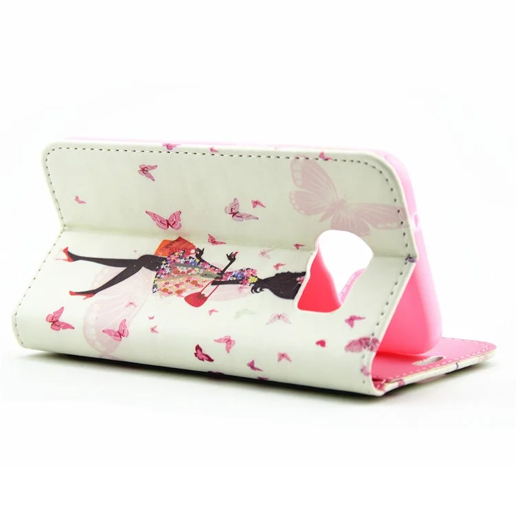 Rhinestone Leather Flip Case for Samsung Galaxy S7 Edge - Beauty in Flowered Dress Butterflies