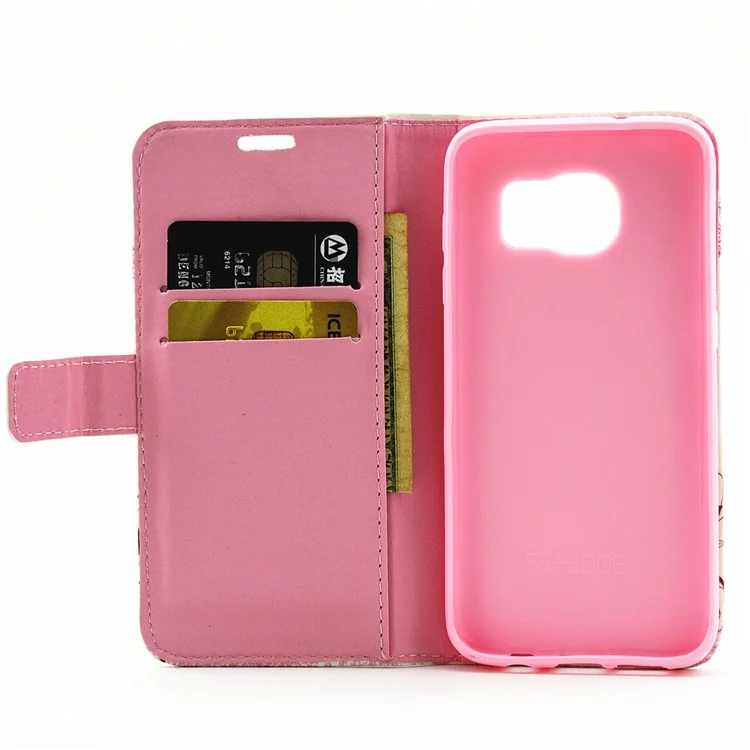 Rhinestone Leather Flip Case for Samsung Galaxy S7 Edge - Beauty in Flowered Dress Butterflies