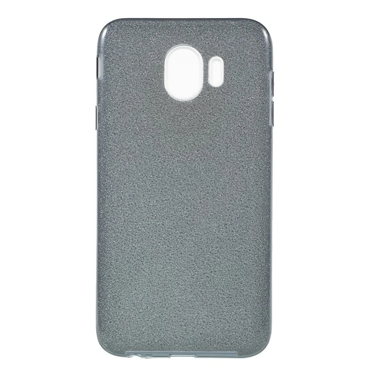 3-in-1 Glittery Powder Paper TPU + PC Hybrid Case for Samsung Galaxy J4 (2018) - Black