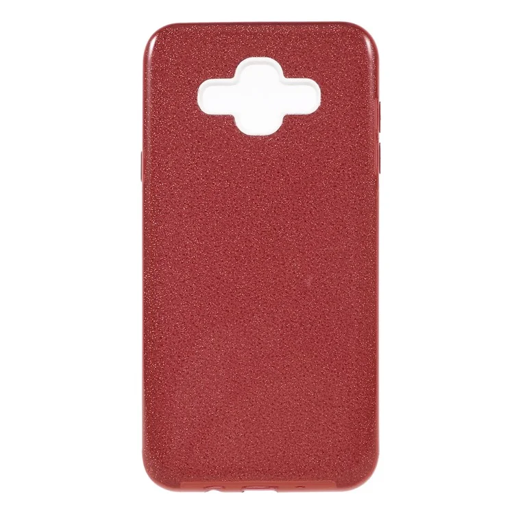 3-in-1 Glittery Powder Paper TPU + PC Hybrid Phone Case for Samsung Galaxy J7 Duo - Red
