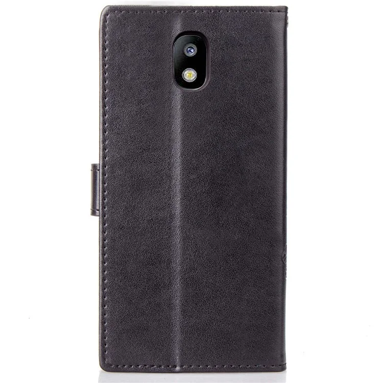 Imprint Clover Pattern Leather Wallet Stand Case for Samsung Galaxy J3 (2018) J337 / J3 Star - Black