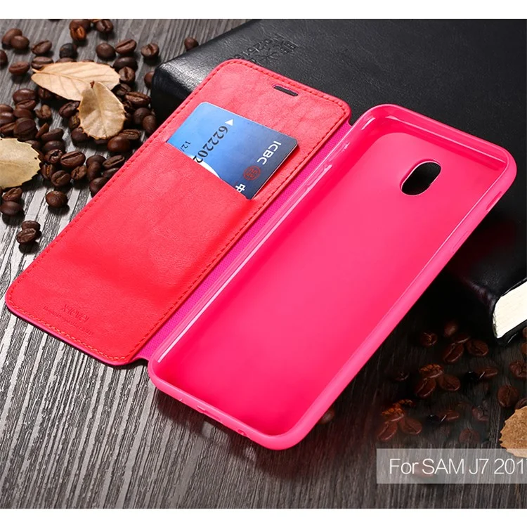X-LEVEL Card Holder Leather Case for Samsung Galaxy J5 (2017) EU Version / J5 Pro (2017) - Rose