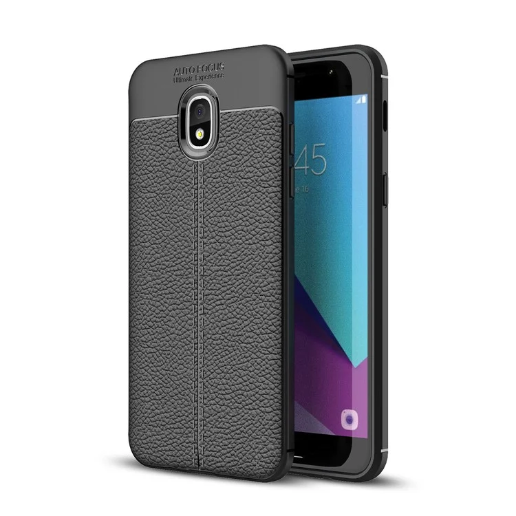 Litchi Texture Soft TPU Mobile Phone Case for Samsung Galaxy J3 (2018) J337 / J3 Star - Black