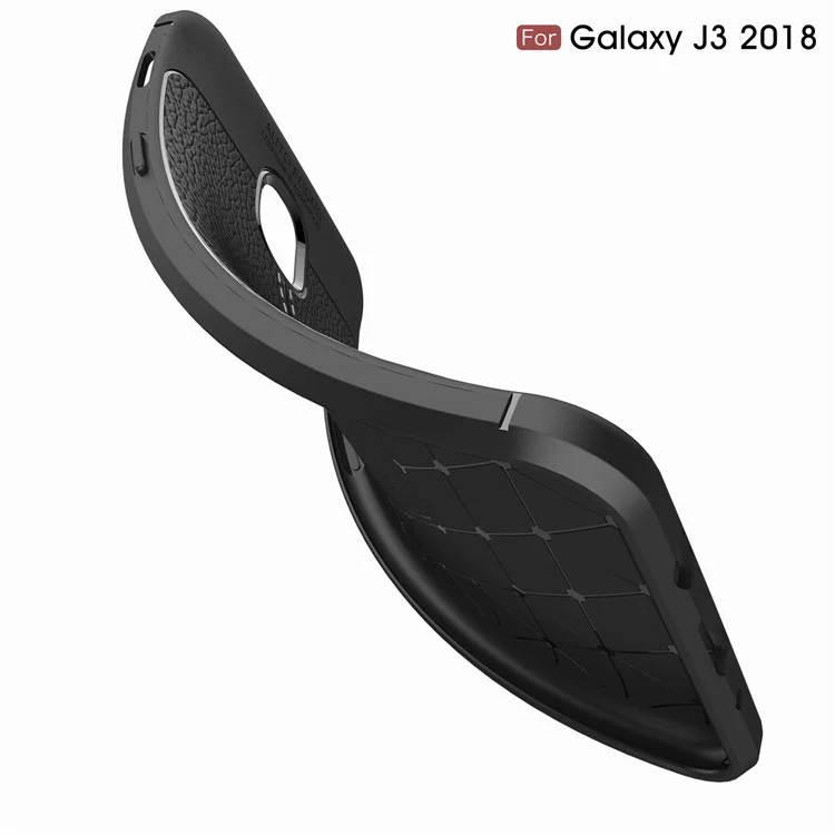 Litchi Texture Soft TPU Mobile Phone Case for Samsung Galaxy J3 (2018) J337 / J3 Star - Black