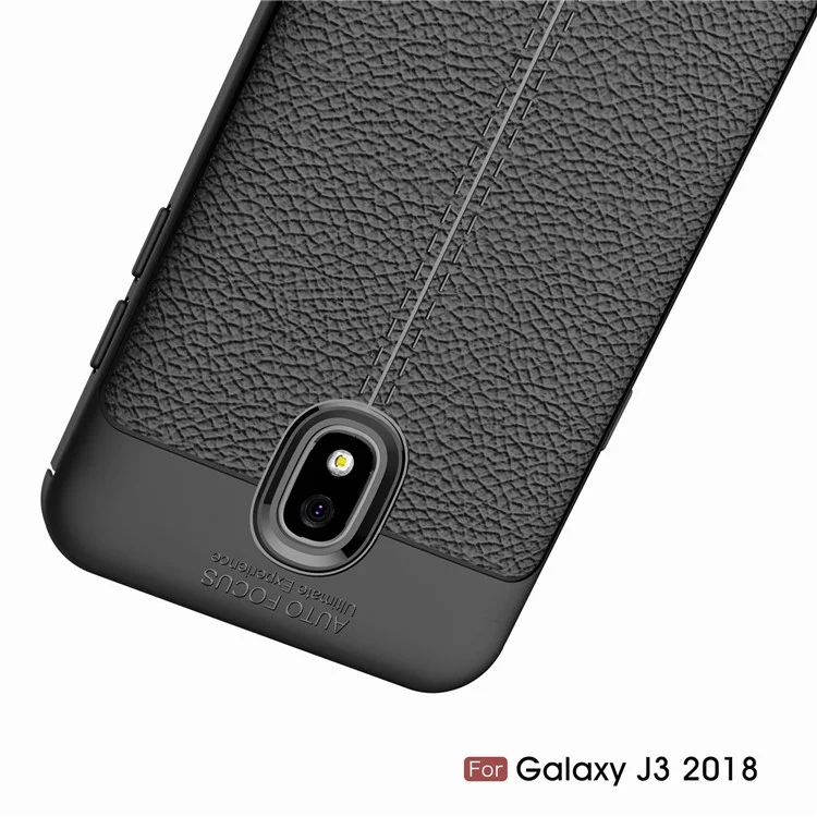 Litchi Texture Soft TPU Mobile Phone Case for Samsung Galaxy J3 (2018) J337 / J3 Star - Black