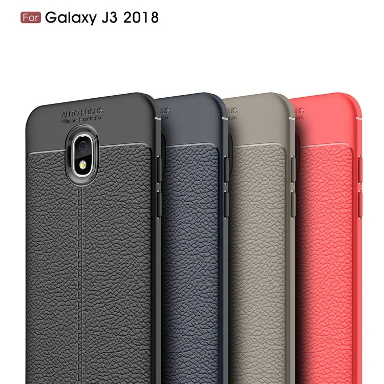 Litchi Texture Soft TPU Mobile Phone Case for Samsung Galaxy J3 (2018) J337 / J3 Star - Black