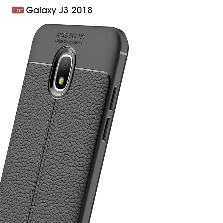Litchi Texture Soft TPU Mobile Phone Case for Samsung Galaxy J3 (2018) J337 / J3 Star - Black
