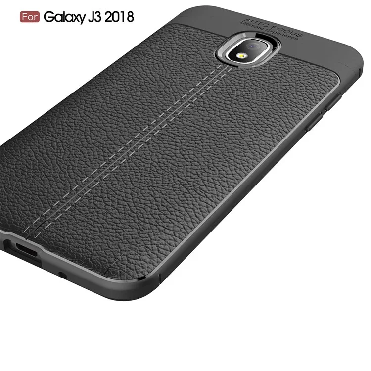 Litchi Texture Soft TPU Mobile Phone Case for Samsung Galaxy J3 (2018) J337 / J3 Star - Black