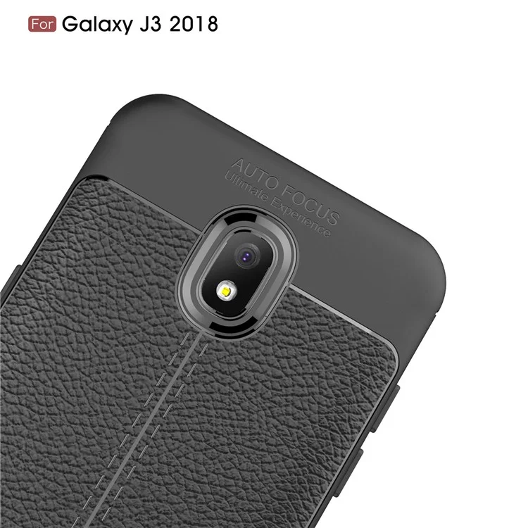 Litchi Texture Soft TPU Mobile Phone Case for Samsung Galaxy J3 (2018) J337 / J3 Star - Black