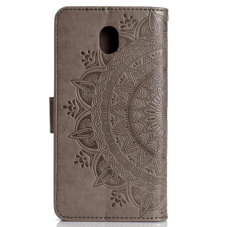 Imprinted Mandala Pattern PU Leather Protection Mobile Phone Case for Samsung Galaxy J7 (2018) J737 - Grey