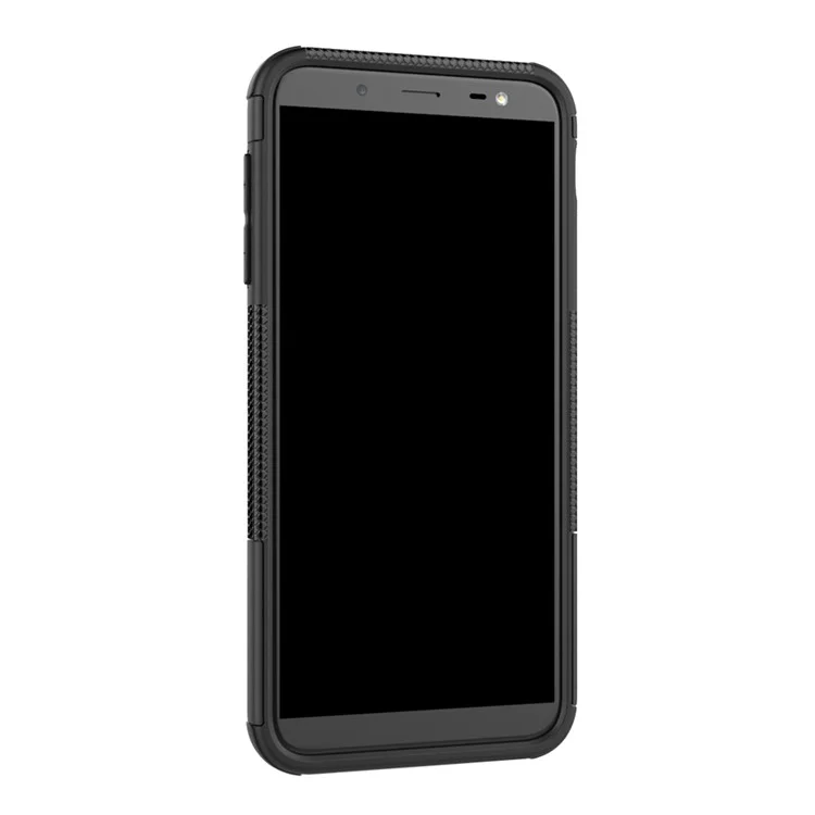 Tyre Pattern PC TPU 2-in-1 Hybrid Case with Kickstand for Samsung Galaxy J6 (2018) - Black