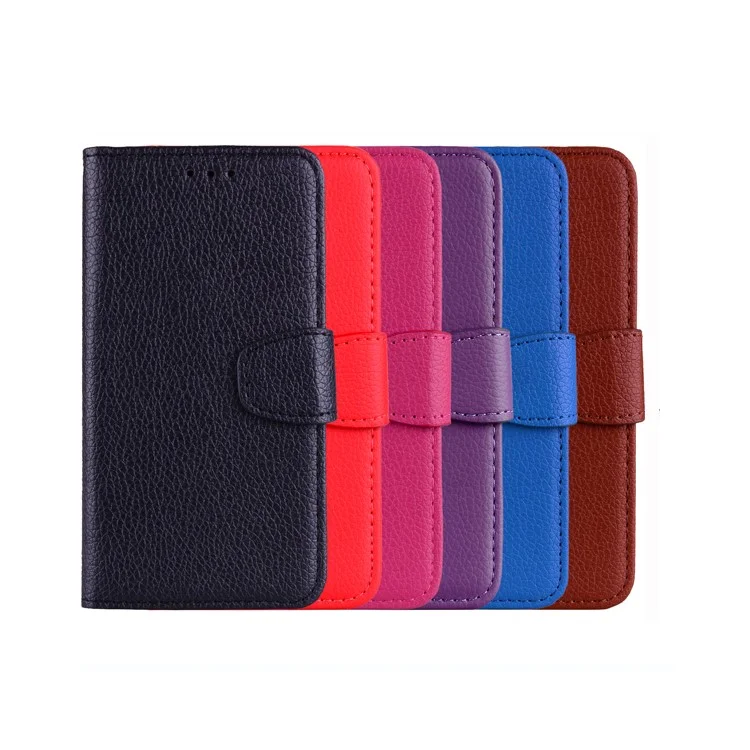 Litchi Grain PU Leather Stand Wallet Phone Case for Samsung Galaxy A6 (2018) - Black