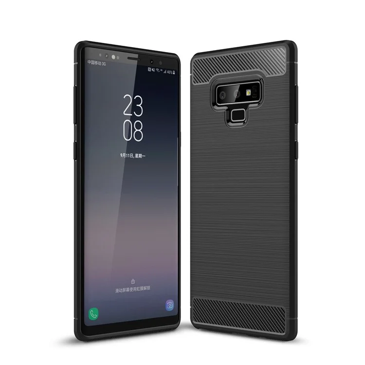 Carbon Fiber Texture Brushed TPU Phone Case for Samsung Galaxy Note 9 - Black
