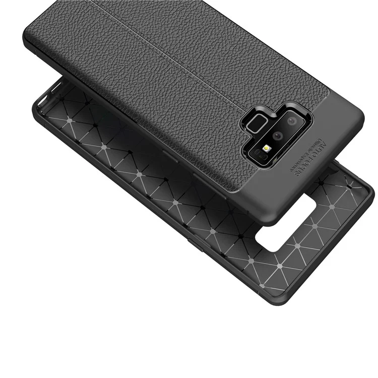 Litchi Textur Soft TPU Mobiltelefon Hülle Für Samsung Galaxy Note 9 - Schwarz